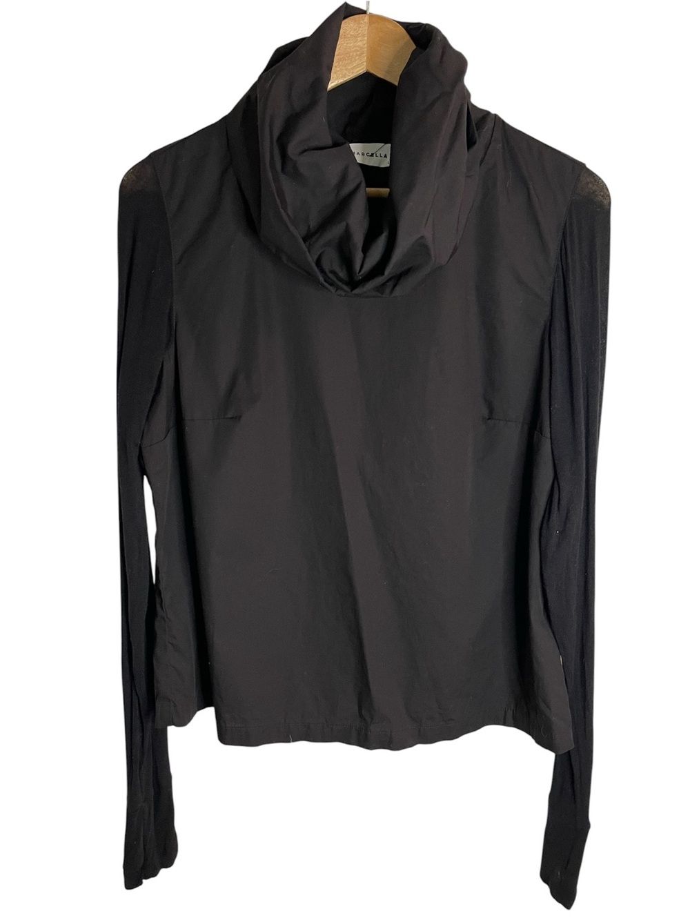 MARCELLA Black European Poplin Oversized Collar Long Feiner Jersey Size Large